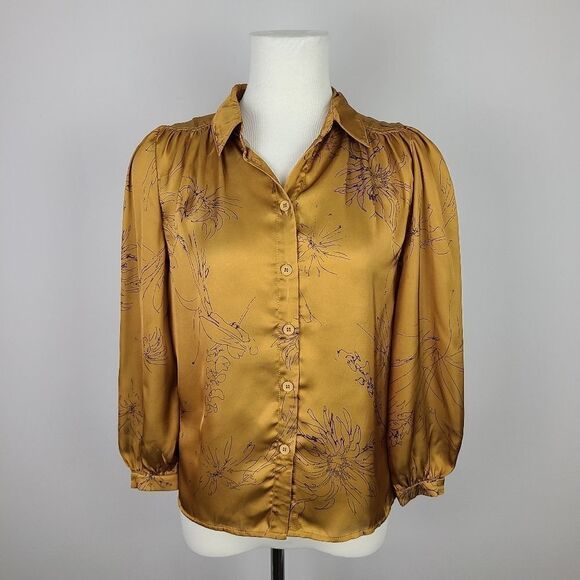 𝅺bishop & Young Jaclyn Button Down Blouse in Citrine Floral Small - Picture 2 of 16